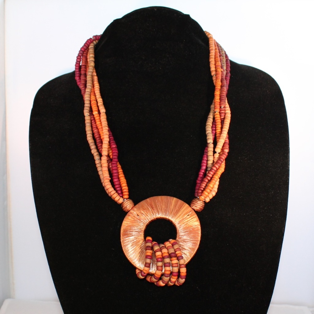 3/$12 BOHEMIAN WOOD BEAD NECKLACE